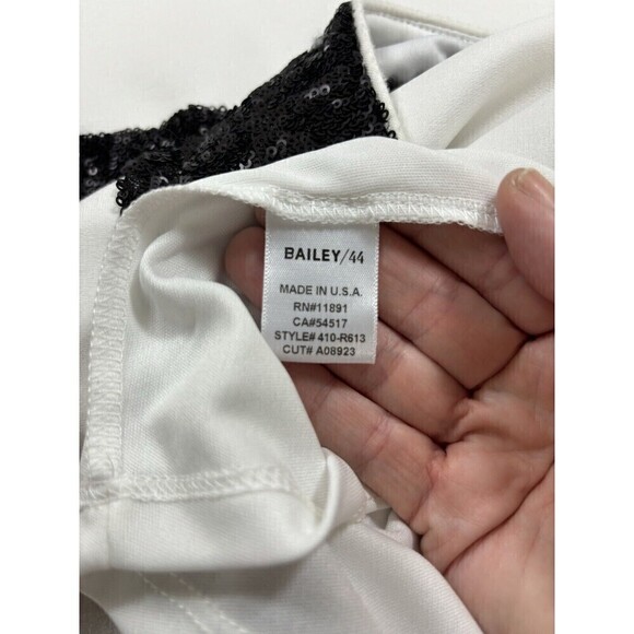 Bailey 44 Do The Hustle Dress White Black Small Stripe Sequins Sleeveless Sheath - Picture 11 of 13